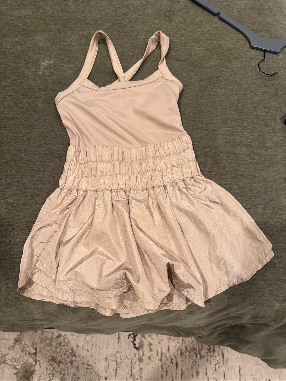 Free People Movement Beige Shimmer Bubble Hem Active Dress
